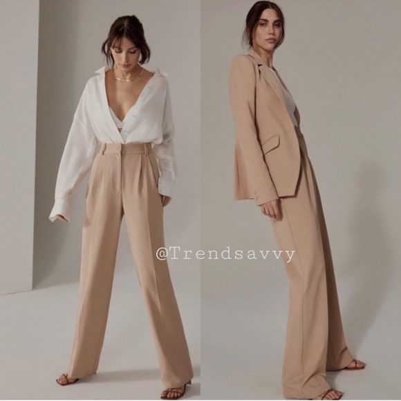 Anthropologie Favorite Daughter The Favorite Pants Beige High Waist Wide Leg NWT